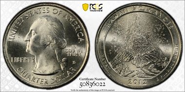 2012-D 25C Hawaii Volcanoes NP MS66