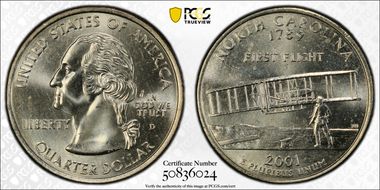 2001-D 25C North Carolina MS65