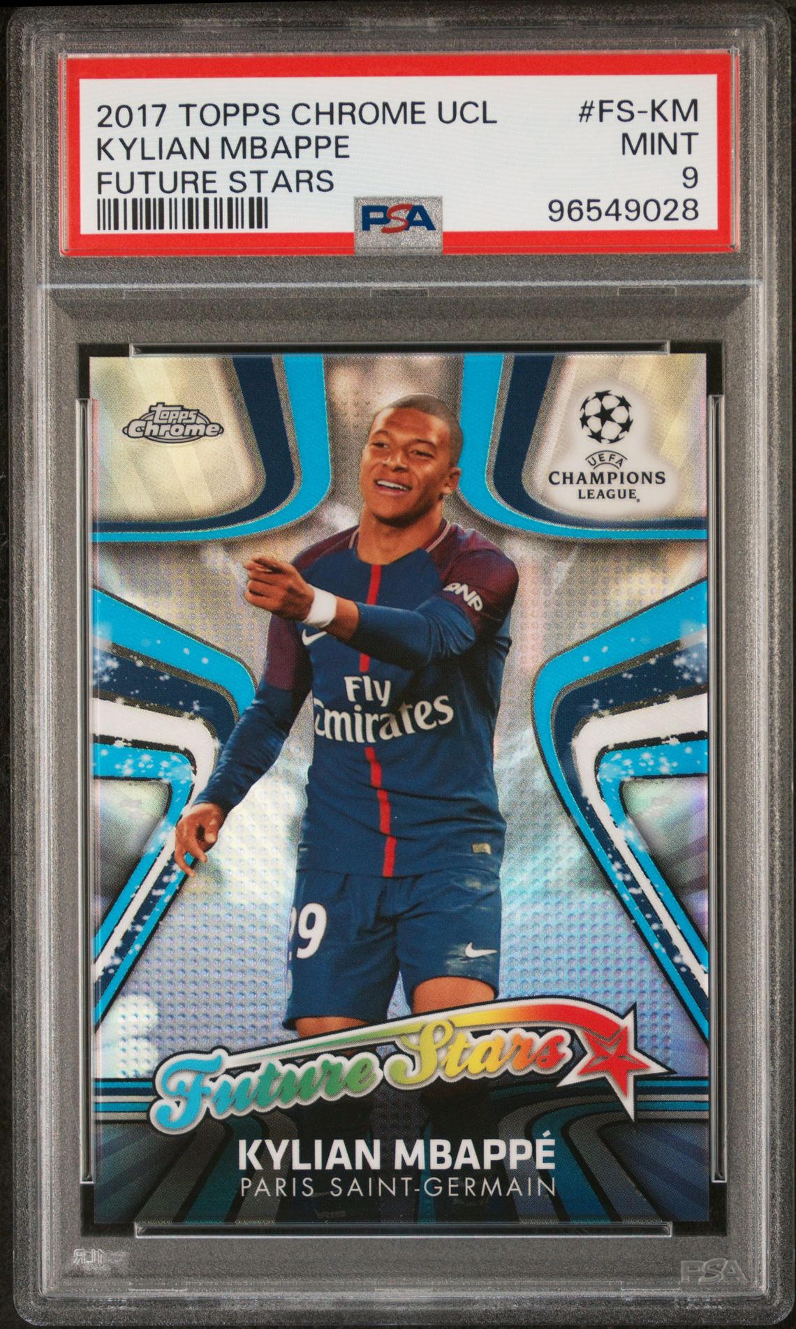 2017 Topps Chrome Uefa Champions League Future Stars Kylian Mbappe #Fs-Km (Future Stars) Mint 9 front