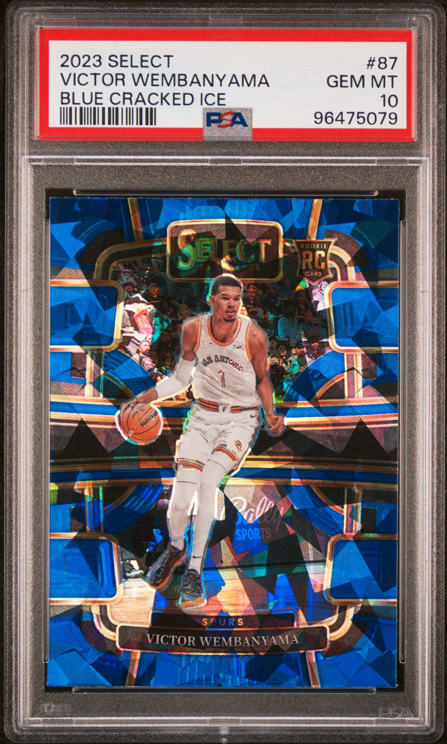 2023 Panini Select Victor Wembanyama #87 (Blue Cracked Ice) Gem Mt 10 front