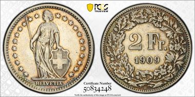 1909 B 2 Fr KM-21 Ag XF40