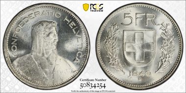 1940 B 5 Fr MS63