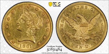 1861-S $10 AU58