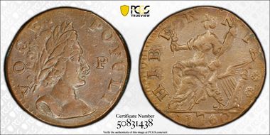 1760 1/2 P Voce Populi, P at Face AU58BN