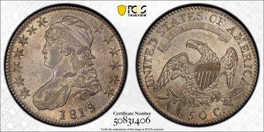 1819/8 50C Small 9 MS63