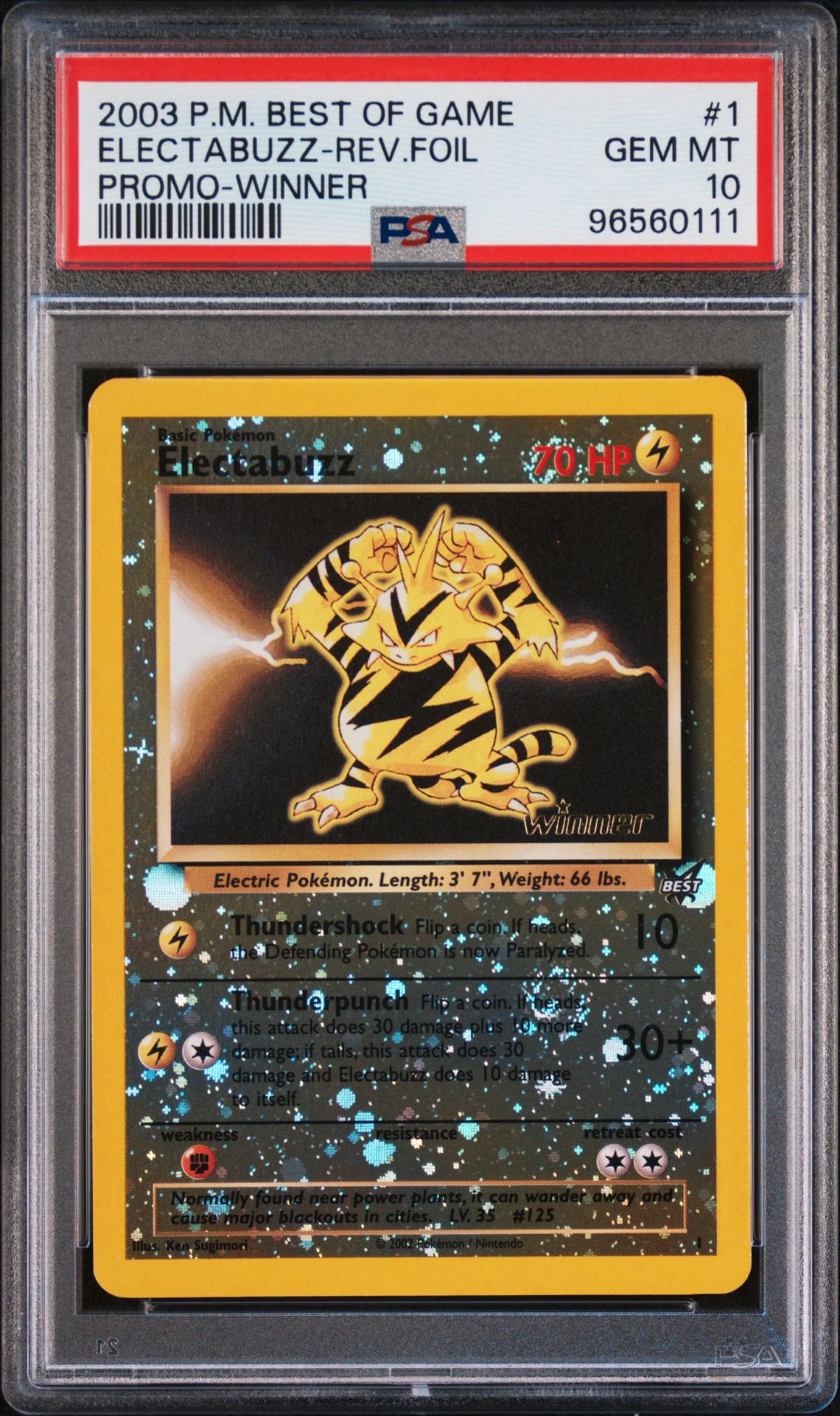 2003 Pokemon POKEMON BEST OF GAME PROMO PROMO-WINNER #1 Electabuzz-Rev.Foil front