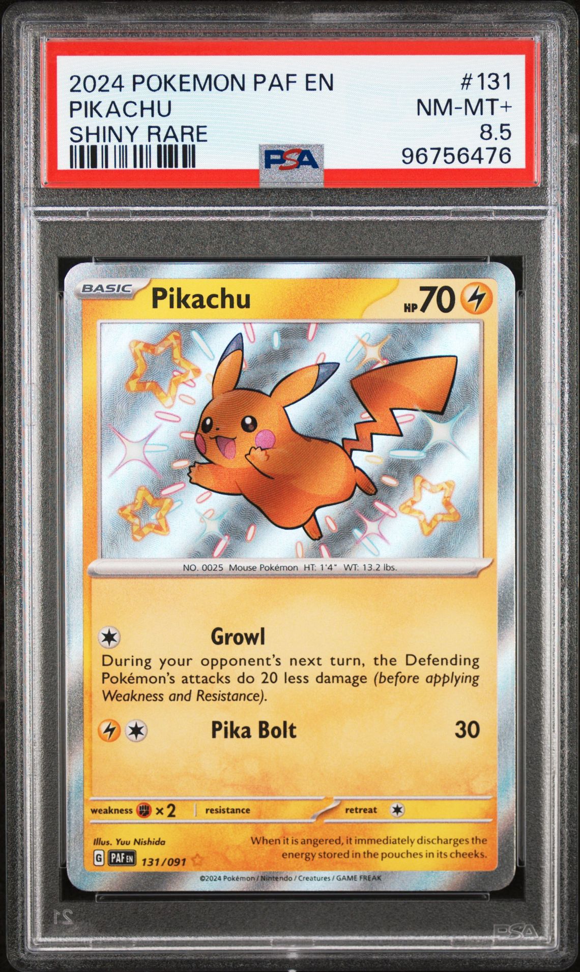 2024 Pokemon Paf En-Paldean Fates Pikachu #131 (Shiny Rare) Nm-Mt+ 8.5 front