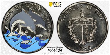 1994 Peso Bottle-nosed Dolphins MS68
