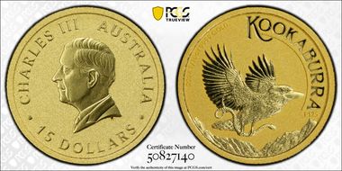 2024-P125 $15 Kookaburra  Au MS70