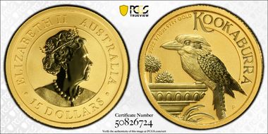 2022-P $15 Kookaburra Gold MS70