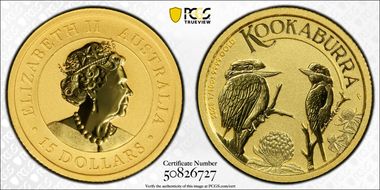 2023-P $15 Kookaburra Au MS70