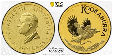 2024-P125 $15 Kookaburra  Au MS70
