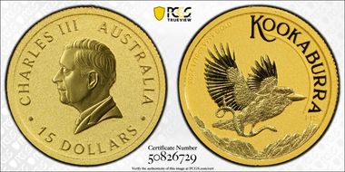 2024-P125 $15 Kookaburra  Au MS69