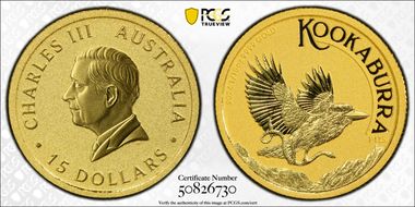 2024-P125 $15 Kookaburra  Au MS69