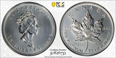 1994 $20 Maple Leaf/Pt MS69