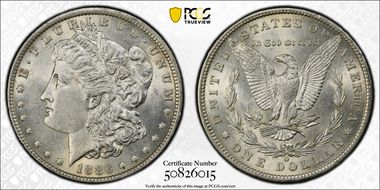 1886-O $1 VAM 1A, Clashed E AU55