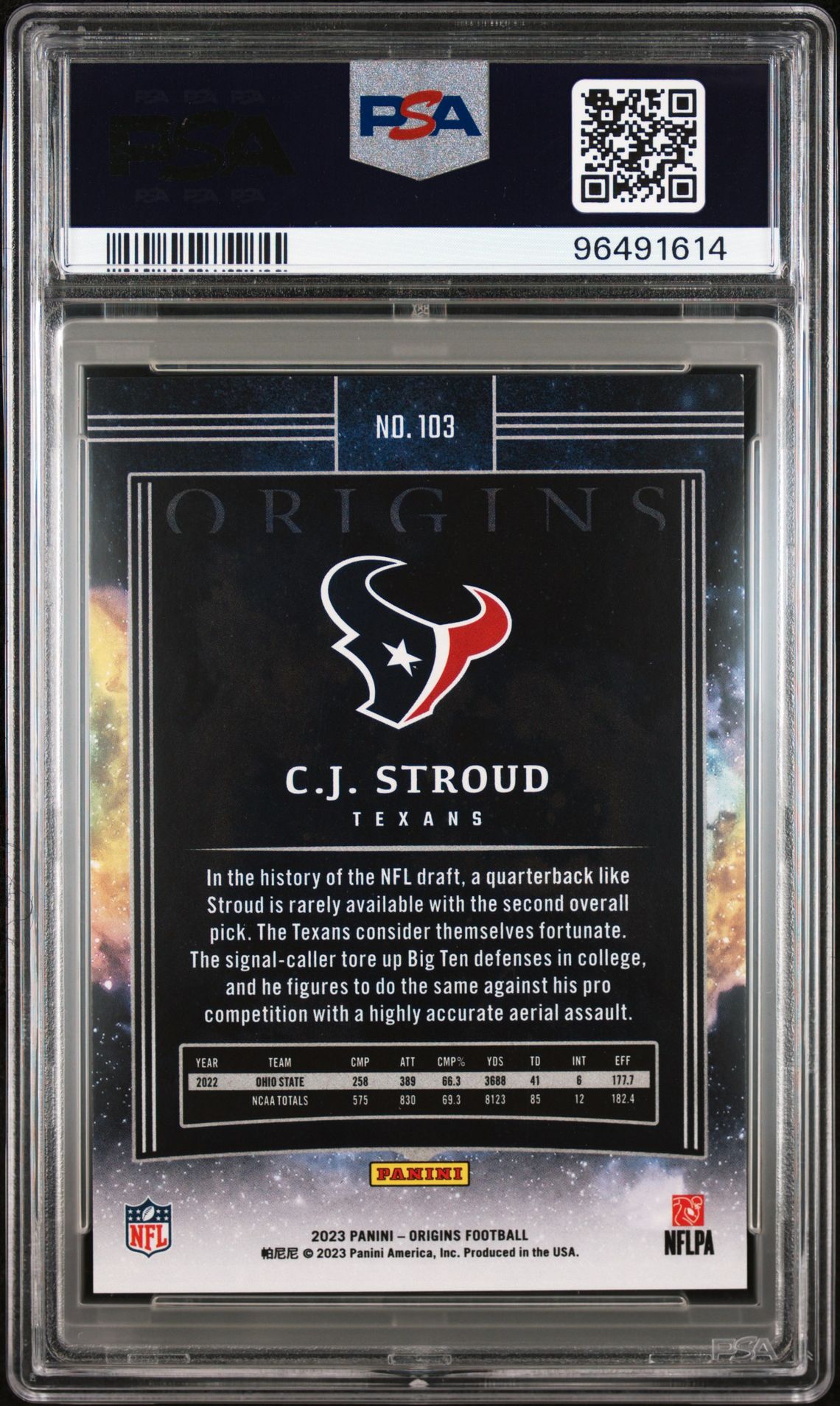 2023 Panini Origins Cj Stroud #103 (Holo Red) Mint 9 back