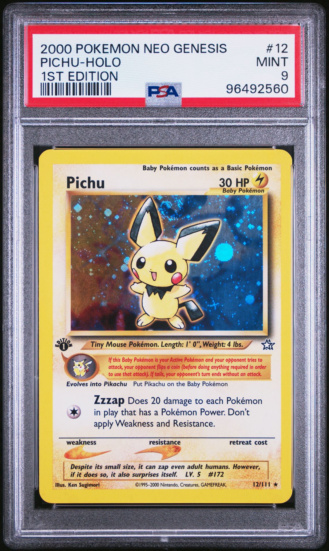 2000 Pokemon POKEMON NEO GENESIS 1ST EDITION #12 Pichu-Holo front