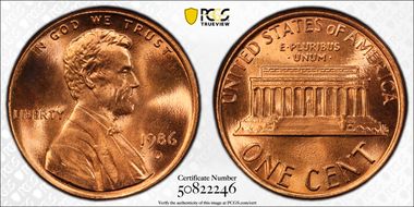 1986-D 1C MS69RD
