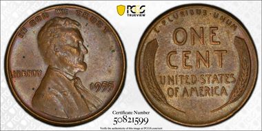 1955 1C Doubled Die Obverse AU53BN