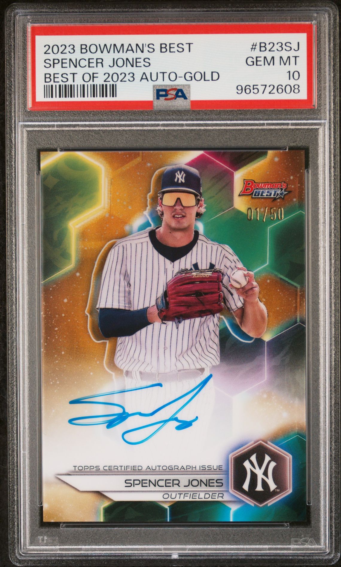 2023 Bowman BOWMAN'S BEST BEST OF 2023 AUTOGRAPHS GOLD REF #B23SJ Spencer Jones front