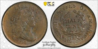 1804 1/2C Crosslet 4, Stems MS64BN