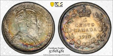 1910 5C Pointed Leaves MS65