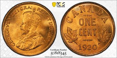 1920 1C Small Cent MS65RD