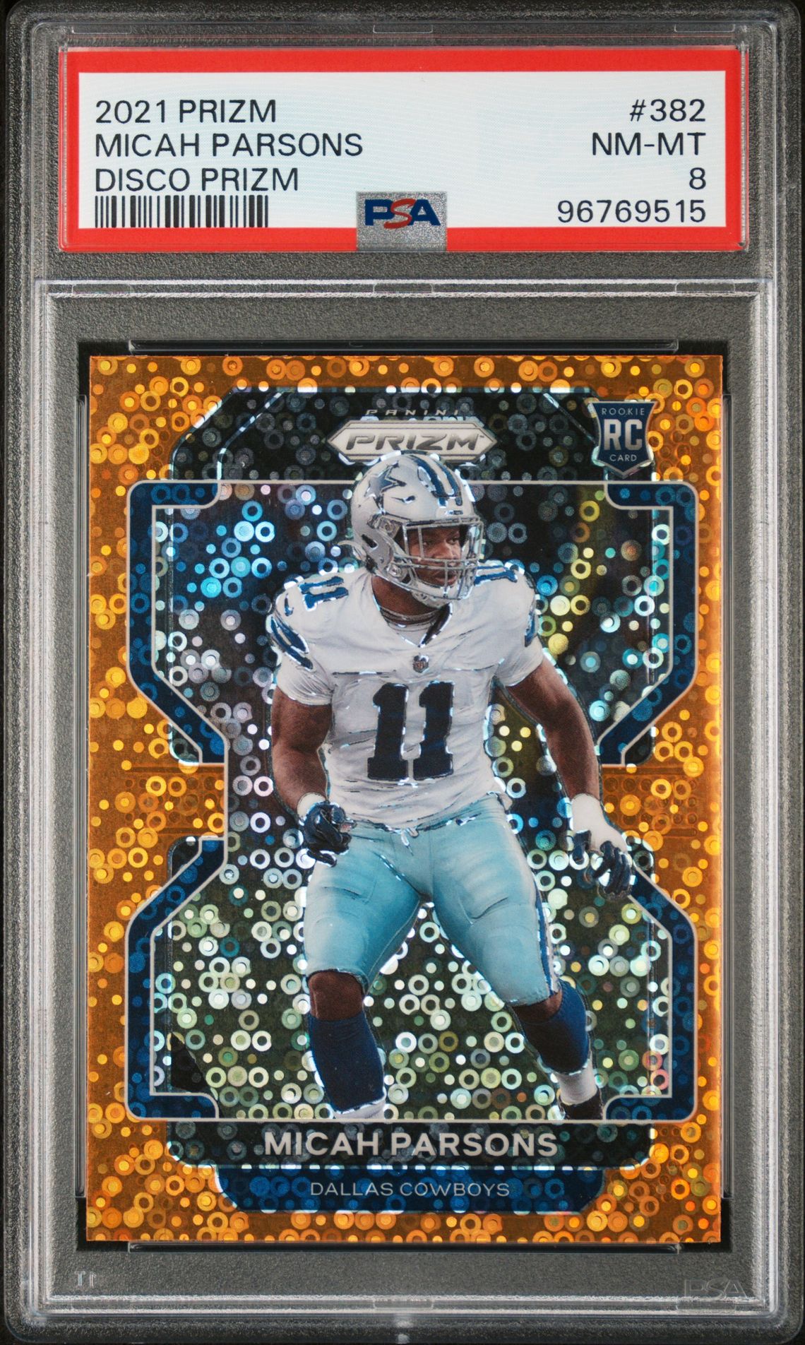 2021 Panini Prizm Micah Parsons #382 (Disco Prizm) Nm-Mt 8 front
