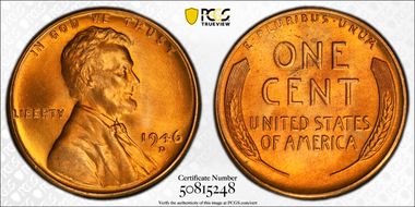 1946-D 1C MS67RD