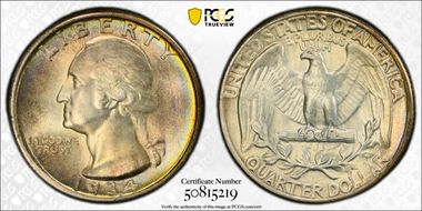 1934 25C Medium Motto MS67