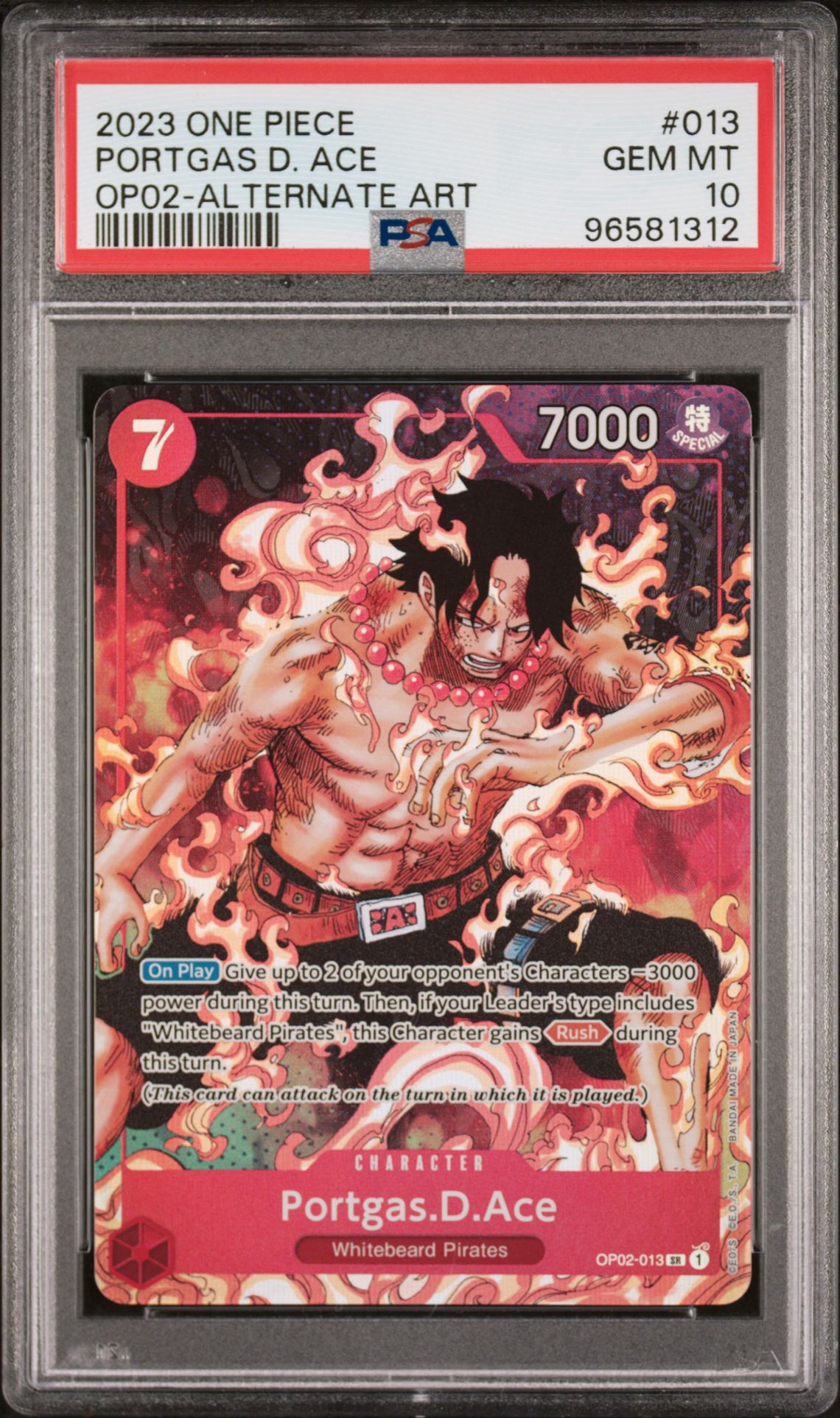2023 One Piece ONE PIECE OP02-PARAMOUNT WAR ALTERNATE ART #013 Portgas D. Ace front