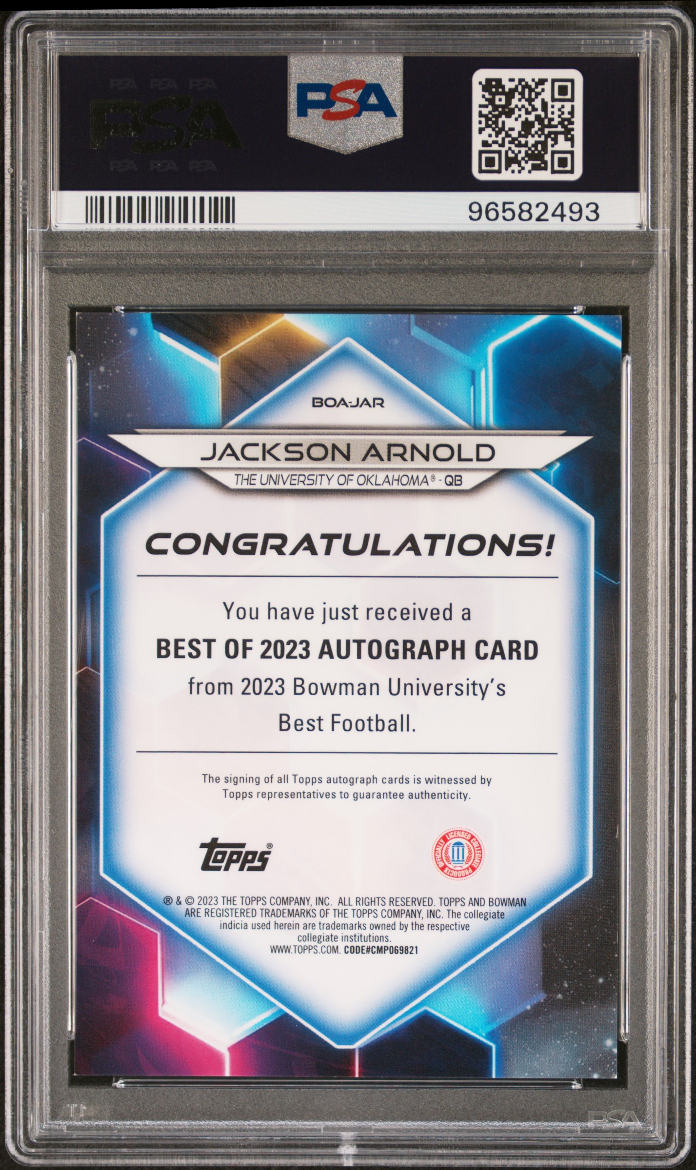 2023 Bowman University Best Best Of 2023 Autographs Jackson Arnold #Boajar (Best Of '23 Au-Gold Geometric) Mint 9 front