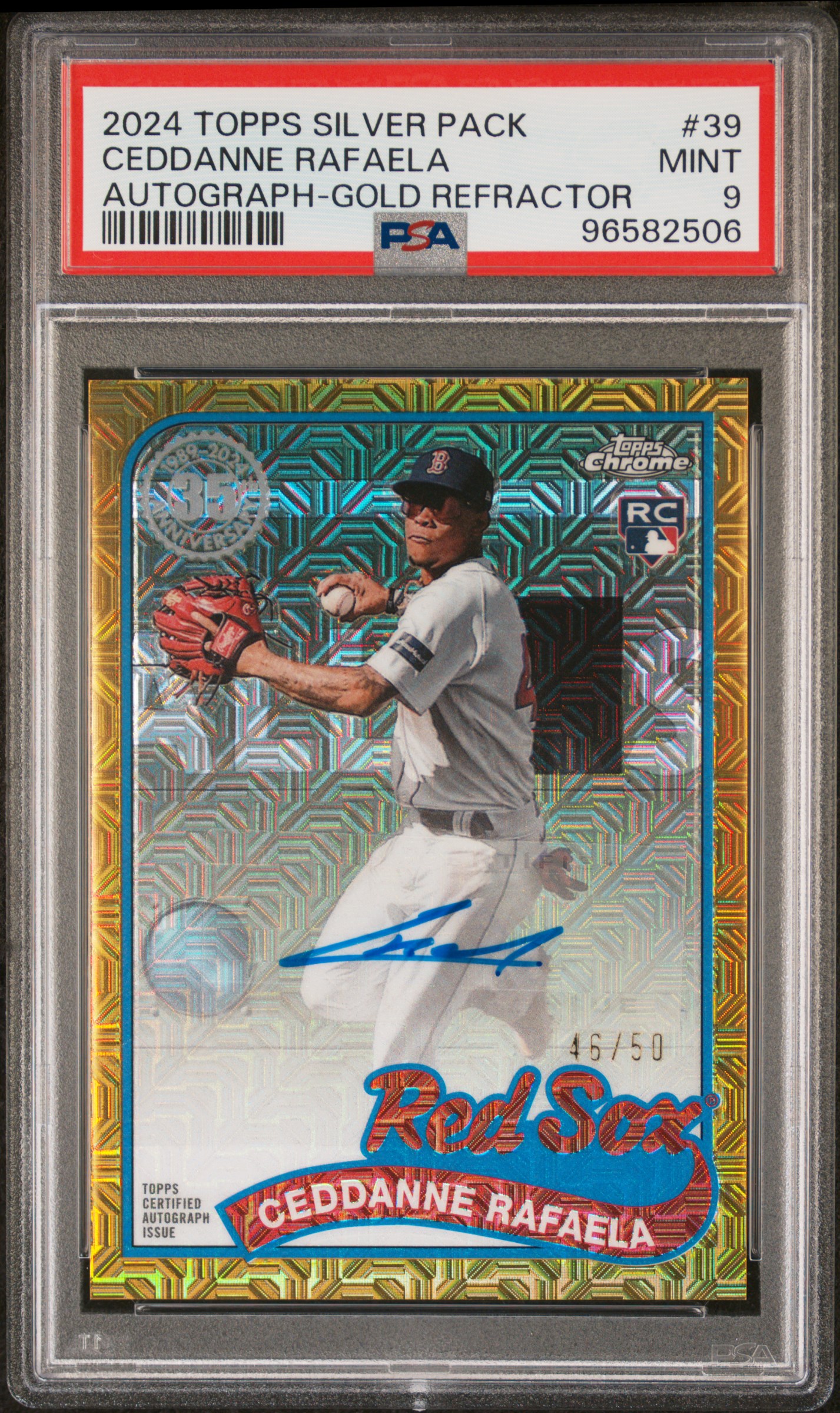 2024 Topps Silver Pack 1989 Chrome Promo Ceddanne Rafaela #39 (Autograph-Gold Refractor) Mint 9 back