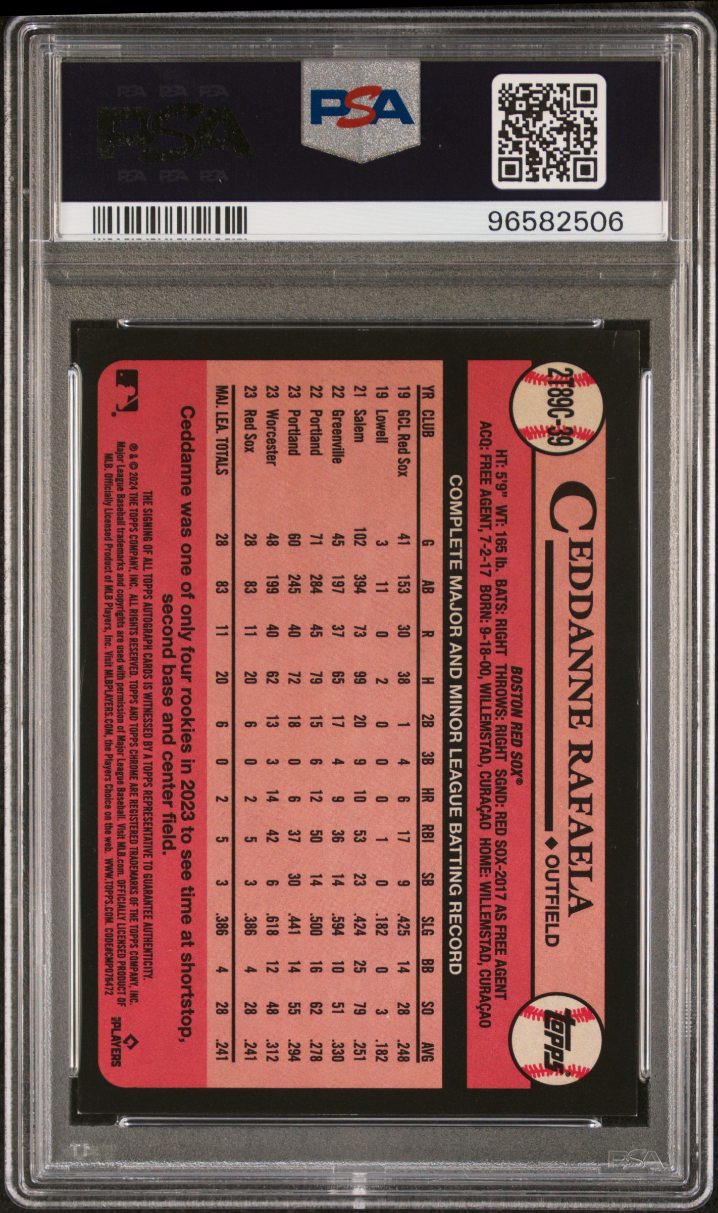 2024 Topps Silver Pack 1989 Chrome Promo Ceddanne Rafaela #39 (Autograph-Gold Refractor) Mint 9 front