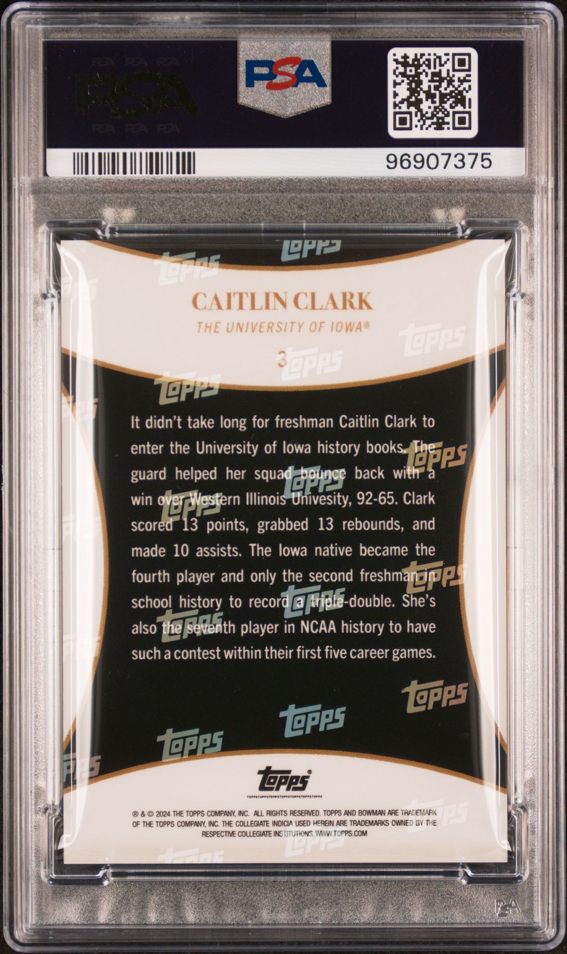 2024 Bowman U Now Caitlin Clark Collegiate Campaign Caitlin Clark #3 Mint 9 back