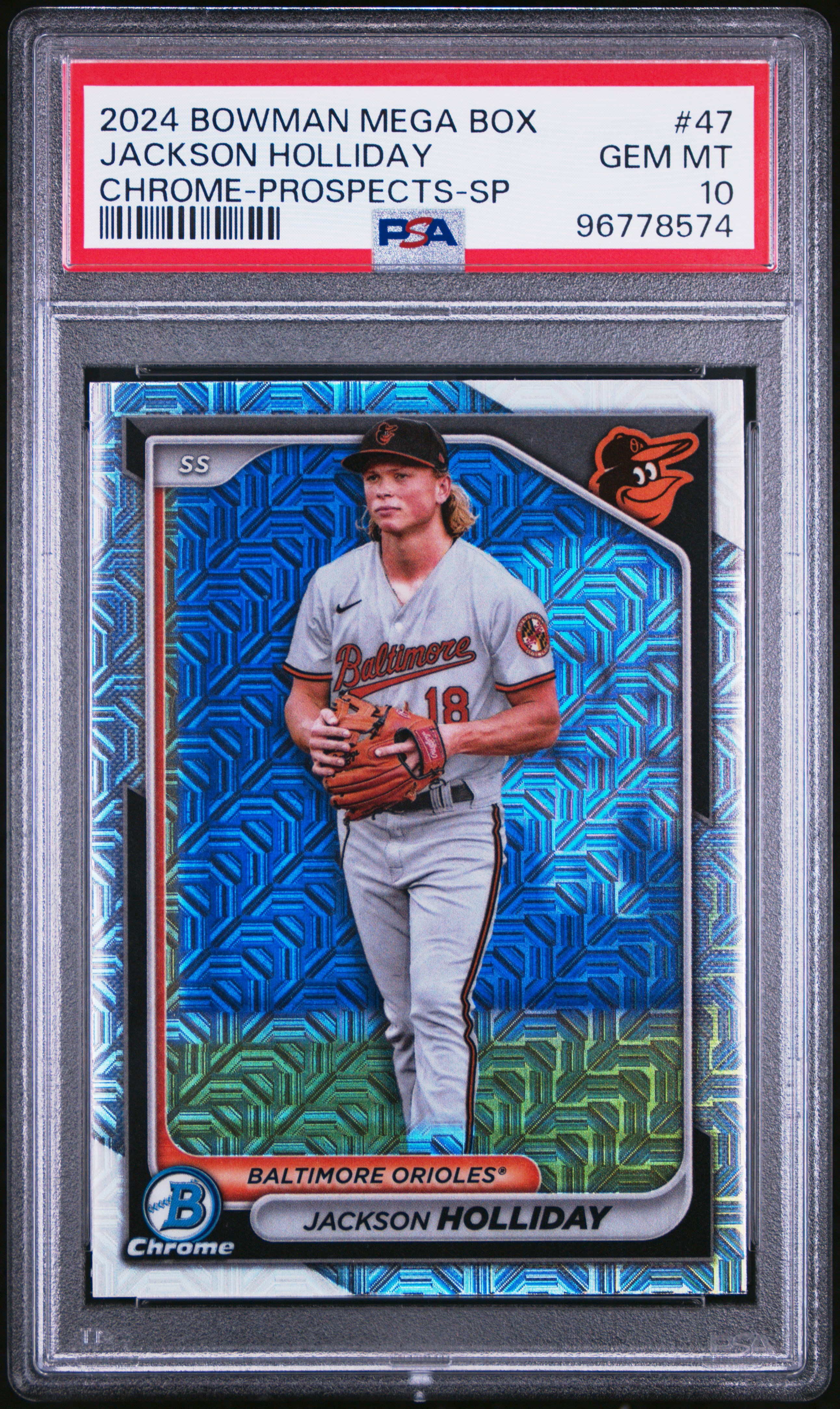 2024 Bowman Mega Box Chrome Prospects Jackson Holliday #47 (Chrome-Prospects-Sp) Gem Mt 10 front