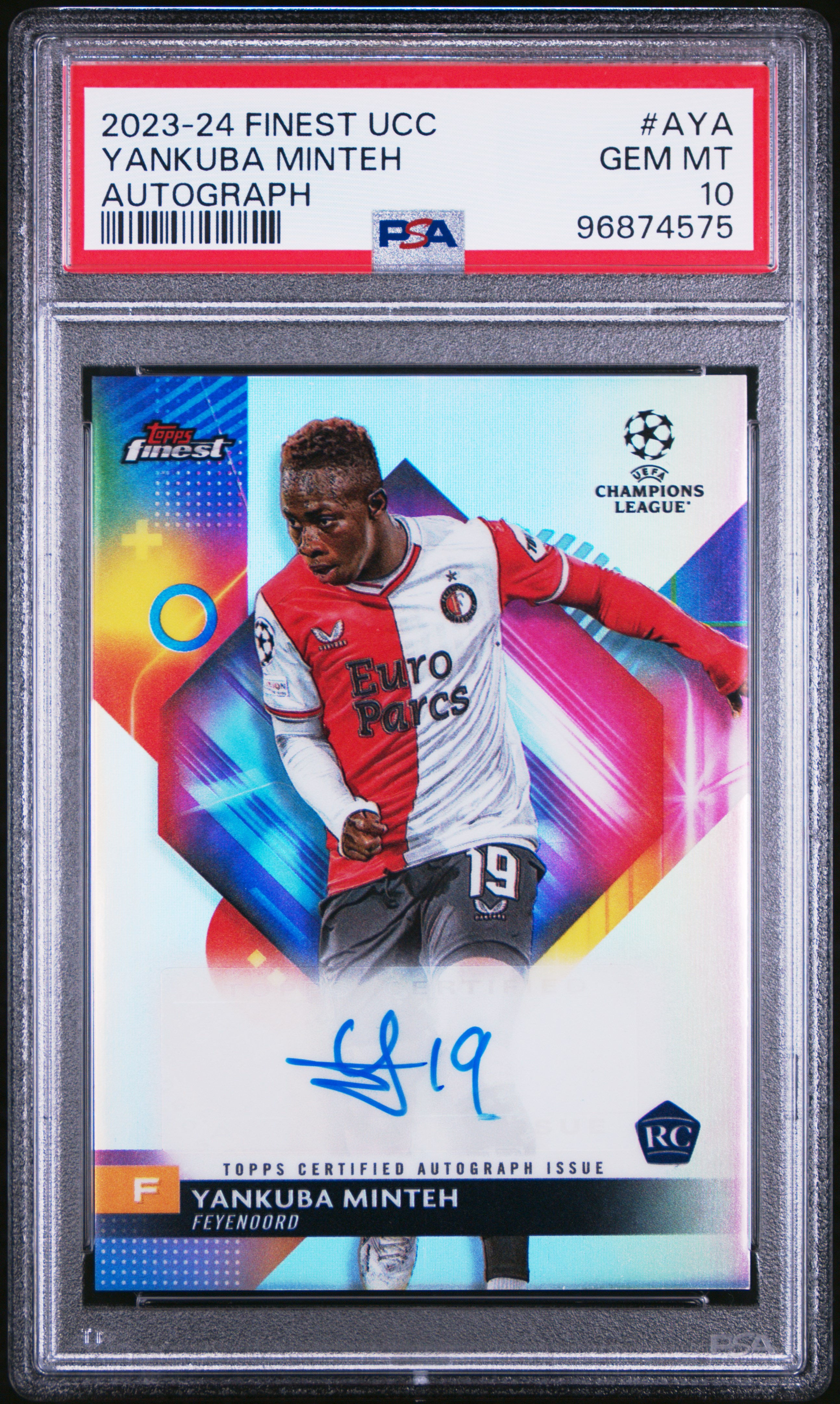 2023-24 Topps Finest Uefa Club Competitions Autographs Yankuba Minteh #Aya Gem Mt 10 front