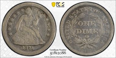 1841-O 10C FS-902, Transitional Rev, F-101 Closed Bud, Large O VF25