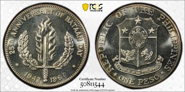 1967 Peso Bataan Day PL66