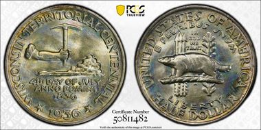 1936 50C Wisconsin MS68
