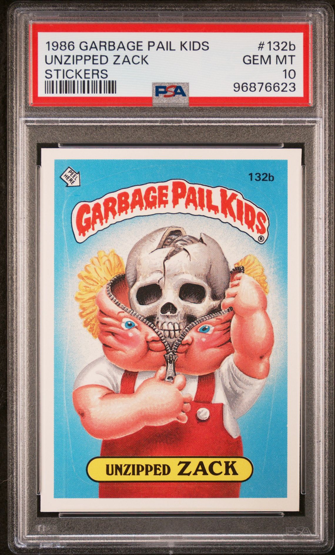 1986 Topps GARBAGE PAIL KIDS STICKERS #132B Unzipped Zack front