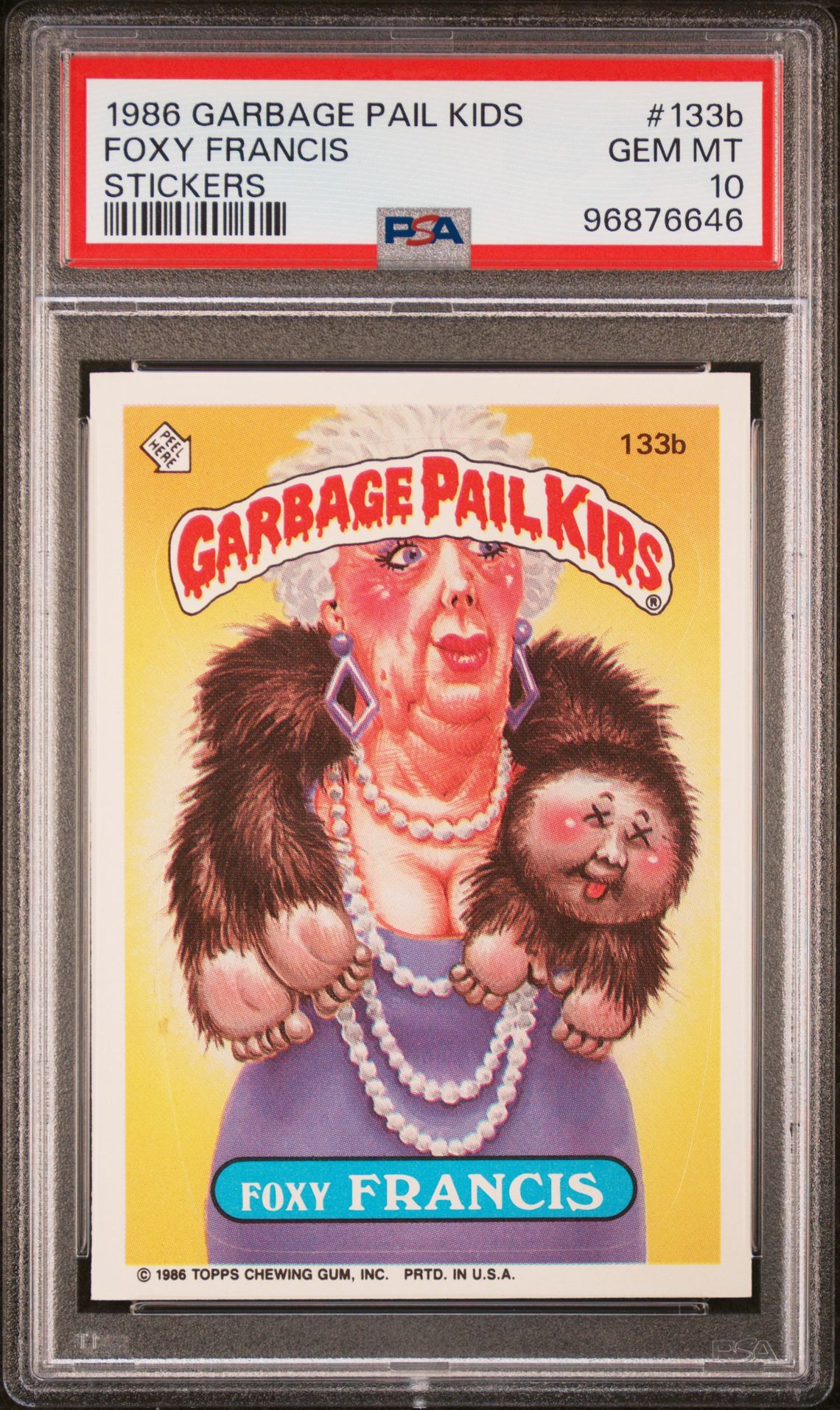 1986 Topps GARBAGE PAIL KIDS STICKERS #133B Foxy Francis front