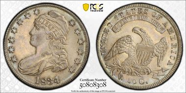 1834 50C Large Date, Small Letters MS63+
