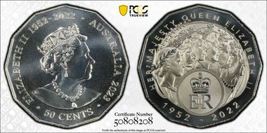 2023 50C Her Majesty QEII Cu-Ni Six Effigies MS70