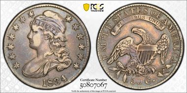 1834 50C Large Date, Large Letters VF30