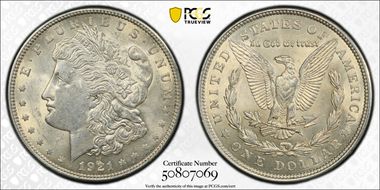 1921 $1 Morgan AU58