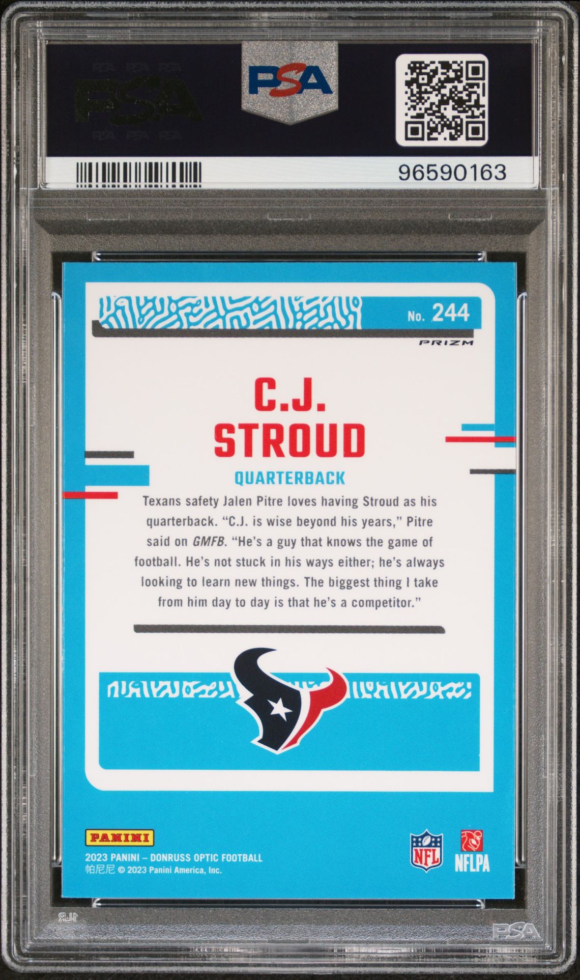 2023 Panini Donruss Optic Cj Stroud #244 (Holo) Gem Mt 10 back