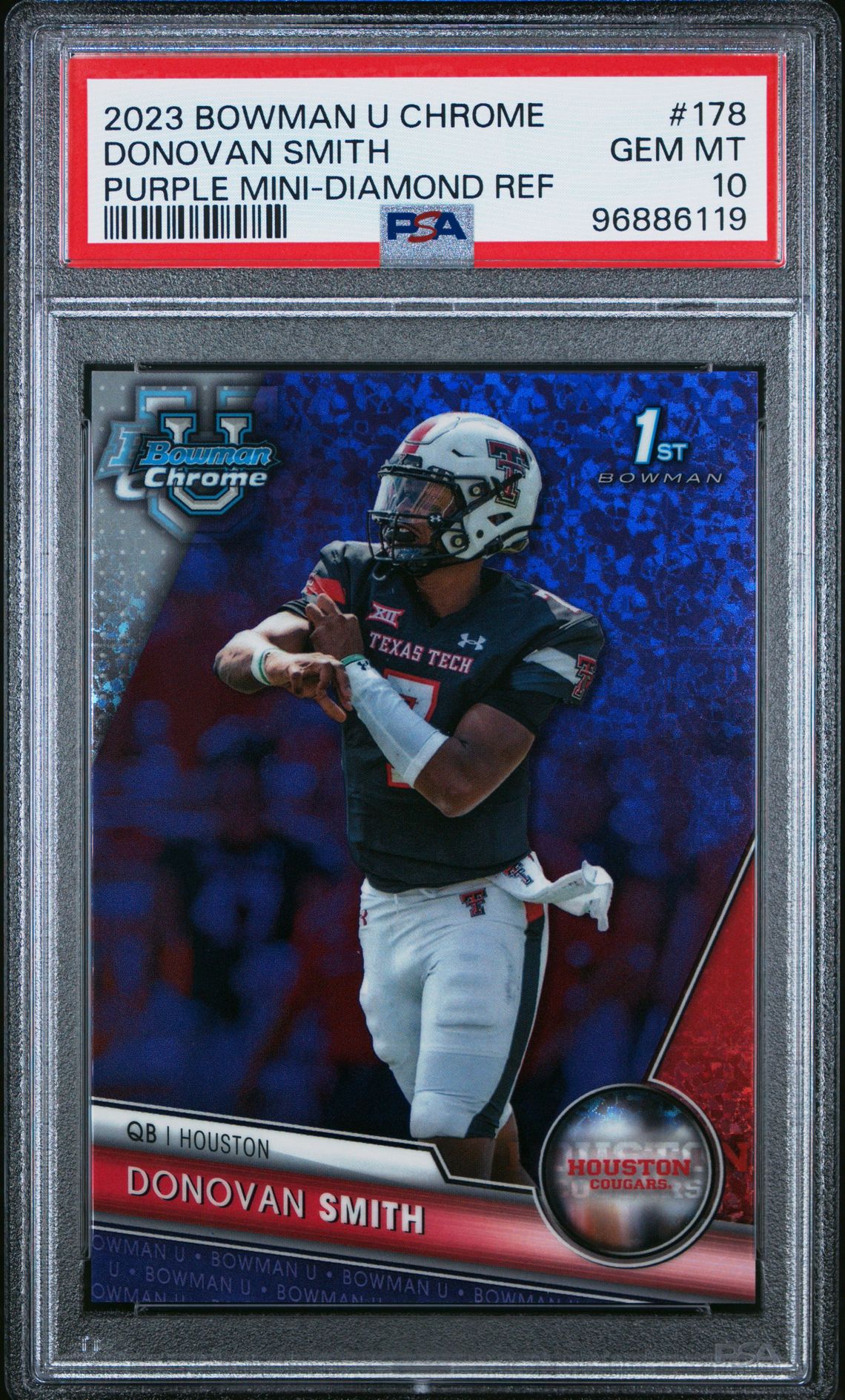 2023 Bowman University Chrome Donovan Smith #178 (Purple Mini Diamond Ref) Gem Mt 10 front