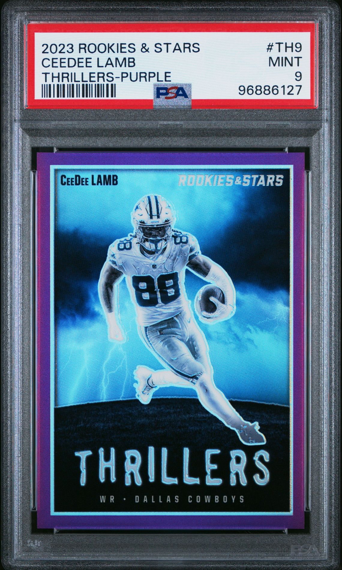 2023 Panini Rookies & Stars Thrillers Ceedee Lamb #Th9 (Thrillers-Purple) Mint 9 front